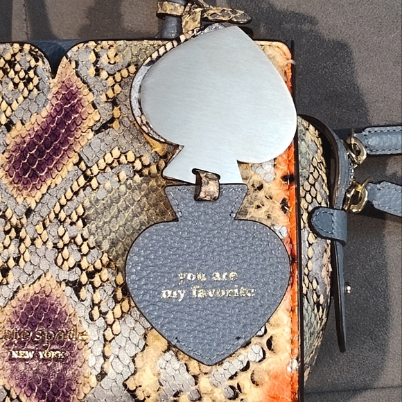 KATE SPADE NEW YORK SPENCER MULTICOLOR PYTHON TWO-WAY TOTE SPADE CHARMS DUSTBAG - Picture 13 of 17